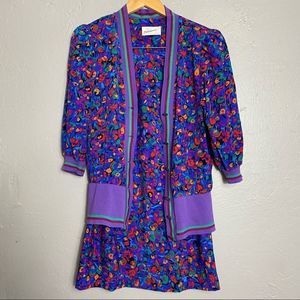 Vintage Brenner colorful artsy fun retro skirt set